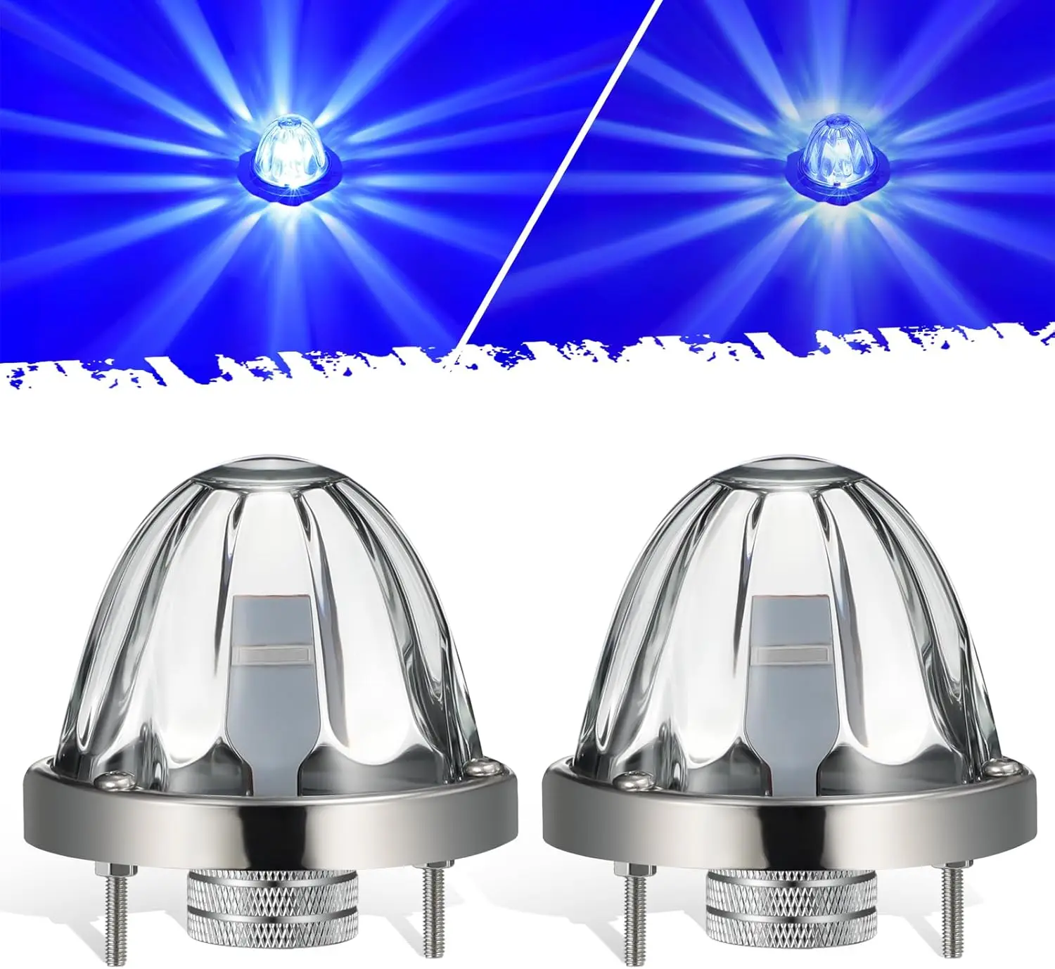 Partsam Glass Watermelon Lights with Bezel Replacement for Kenworth Peterbilt Freightliner Trucks