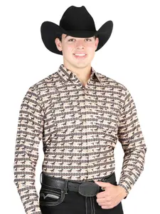El General Men’s Long Sleeve Snap Button Western Shirt  - Brick Red44329