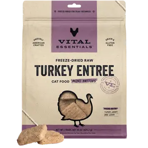 Vital Essentials Freeze Dried Raw Turkey Entrée Cat Food Mini Patties