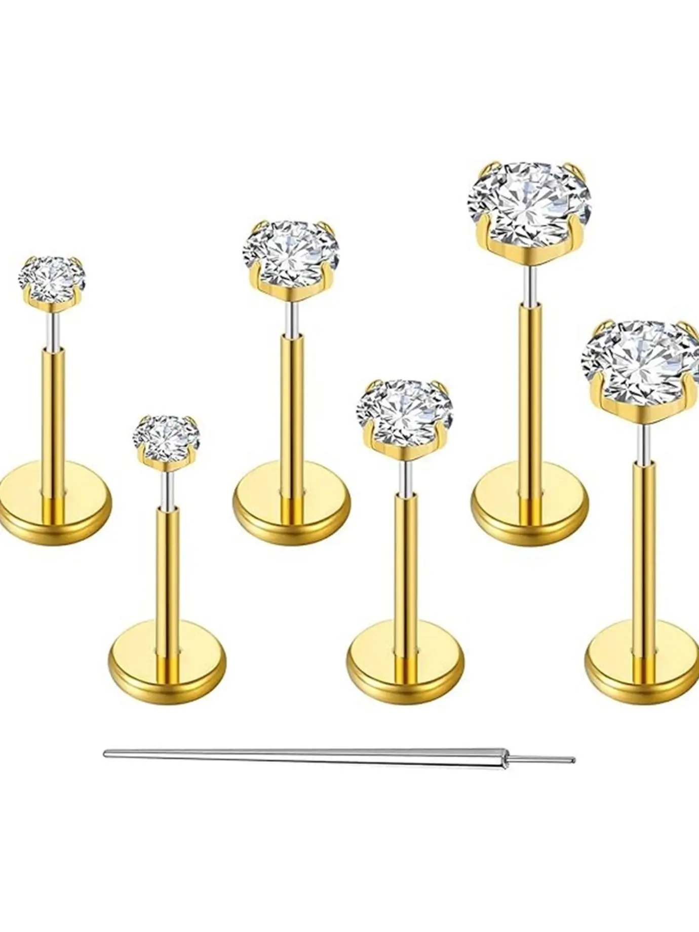 Flat Back Earrings Stud, Titanium Threadless Tragus Labret Cartilage Lip Piercing Jewelry, Hypoallergenic Body Piercing Jewelry for Women Men, Labret Studs Replacement