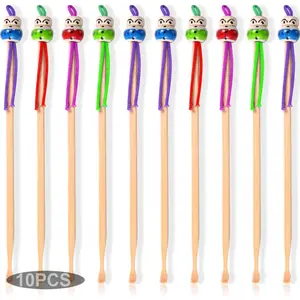 10pcs Bamboo Ear Pick Ear Cleaner Ear Spoon Earwax Curette Remover Earpick Tool Hanging Clean Tool for Ear for Adult Children