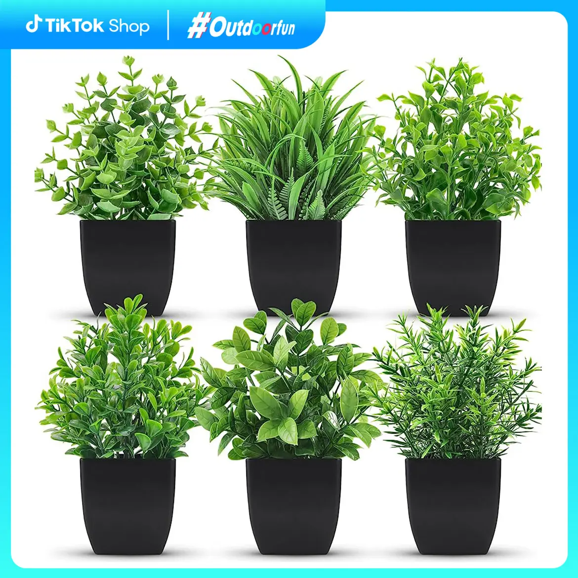 Outdoorfun 6 Pack Small Fake Plants Artificial Potted Faux Plants in Pot for Home Office Farmhouse Bathroom Shelf Decor Indoor for Summer Porch Patio Planters, New Home Garden Decor & Moving Season, summerwins Deals For You,dorm decor,dorm room decor