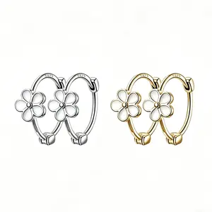 Solid 925 Sterling Silver Flower Hoop Earrings Huggie for Women Teen Girls Daisy Hoop Earrings Cartilage Helix Earrings, Earring For Women #summervibes