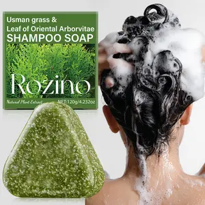 ROZINO Usma Grass Oriental Arborvitae Leaf Shampoo Soap 120g Natural Plant Extract For Hair Loss Frizz Oily Hair Deep Cleansing Dense Foam Promotes Healthy Black Hair Smooth Non Stick Comb Jojoba Oil