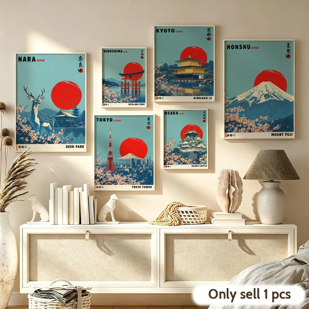 Mount Fuji Sunrise Wave Poster Sticky Waterproof Wall Art – High-Definition, Durable & Easy-to-Apply Print for Home, Bedroom & Living Room Décor – Trendy, Aesthetic Room Decoration in Multiple Sizes – Perfect Gift