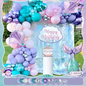 Dreamy Balloon Chain Set, Mermaid Theme Party Decor, Underwater World Kids Party Supplies, Ocean Themed Decoration