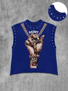 Men's Casual Vest, Tank Tops Workout, Dark High Street Print Hidden Personality Edges, Comfortable Wear, Fashion Versatile, Regular Fit, Unique Style