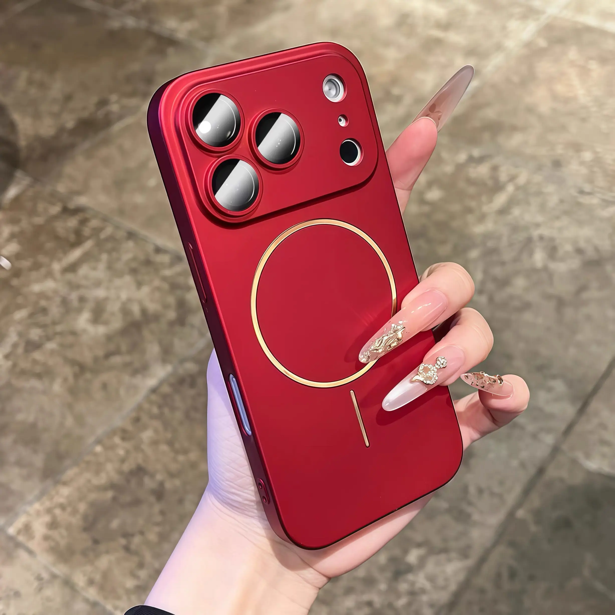 2-Ultra-thin Matte Fine Circle Magnetic Hard Case New IP17 Pro Max Series Compatible with IP17 Pro Max Special 16 Pro New Phone Couple 15 High-end PM Shockproof Protective Cover Cellphone Smartphone