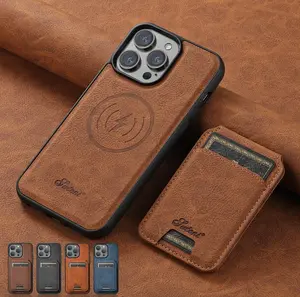 Magnetic Case for iPhone 15/14/13/12 Pro Max | 2-in-1 Leather Wallet Cover with Detachable Card Holder | MagSafe Compatible Protective Case with Stand Function | Slim & Durable Design for Apple iPhone Pro Max Series Accessories Luxury