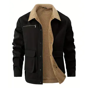 Grandclad men's lightweight Detroit jacket with fleece lining solid color stand-up collar windproof and warm suitable for spring and autumn hiking