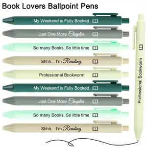 10pcs Book Lover's Ballpoint Pens - Funny Reading Quotes, Black ink - Ideal Librarian, Writer, Book Club Gifts, Perfect for Bookworms & Literary Parties, Librarian Appreciation, Thematic Stationery, Novelty Stationery, Office supplies, Ballpoint Pen Set