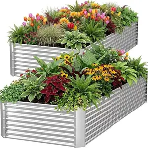 2026 New New Upgraded Rectangular 4 * 2 * 1FT Set Galvanized Steel Metal Raised Garden Bed for Home Patio Garden Decor