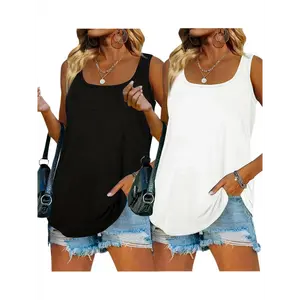 target garage tank top Women's Plus-size Sleeveless Vest - 2 Pieces Casual Round Neck Solid Color Vest, Comfortable And Elastic In Summer, Plus-size Vest