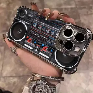 Mechanical Audio Speaker Cool Luxury Man Pattern Aesthetic Electroplated TPU Casing For iphone 16 15 14 13 12 11 X XS PRO PLUS MAX Four Corners Anti-Fall Soft Silicone Gift Shockproof Protection Anti-Drop Protective Protector Phone Cases Shell Cover