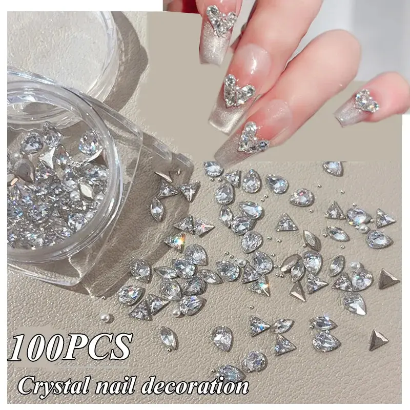 100 Uds 3D Mini circonita Nail Art Rhinestone cristal diamante accesorios para brillo suministros de manicura Material decoración de uñas