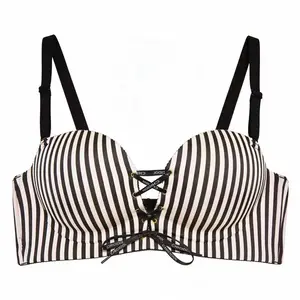 Striped Lace-Up Push Up Bra | Adjustable Straps & Supportive Fit  Everyday  Womenswear women minimizer