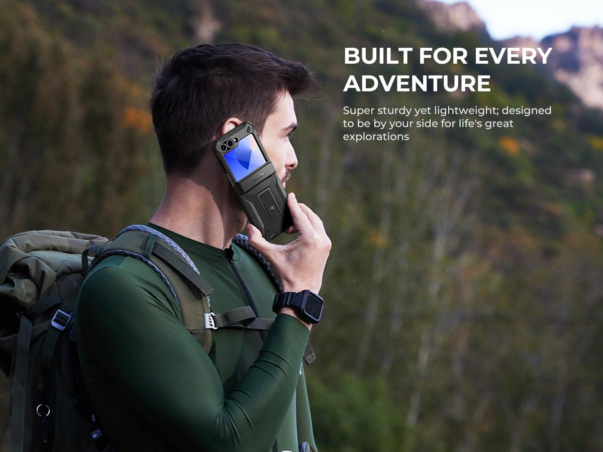 Dexnor for Samsung Galaxy Z Flip 6 Case with Stand & Hinge Protection & Front Screen Protector, Dual-layer Rugged Bumper Case Shockproof Full-body Protective Cover for Galaxy Z Flip 6 (2024)