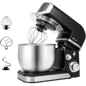 Stand Mixer,3.2Qt Small Electric  Mixer,6 Speeds Portable Lightweight  Mixer for Daily Use with Egg Whisk,Dough Hook,Flat Beater (Black)