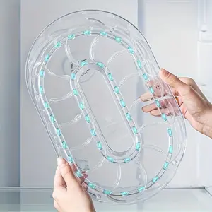 Space-Saving 360° Rotating Refrigerator Organizer, Freezer Organizer, Detachable Tray, Clear Plastic Storage Rack, Multi-Compartment Design, Kitchen & Fridge Organiser
