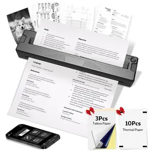 Portable Printers Wireless for Travel, Thermal Inkless Printer Support 8.5" X 11" US Letter&Legal,Portable Tattoo Printer for Beginners & Pros, Works with iPhone/Android/iPad（with 3Pcs Tattoo Transfer Paper and 8 Folded Thermal Paper））