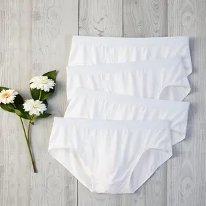 4pcs Men'S Solid White Briefs - High-Waist, Stretchy Modal Fabric, Soft & Comfortable, Daily Casual Wear, Comfortable Underwear | Minimalist Style Fabric
