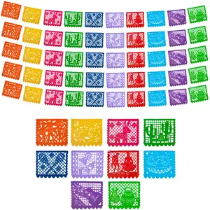 Mexican Party Banners (5 Pack with 10 Plastic Flags per Banner) - Cinco de Mayo Party Decorations - Papel Picado Cinco de Mayo - 5 de Mayo Decorations - Mexican Themed Party Decorations 5 de Mayo