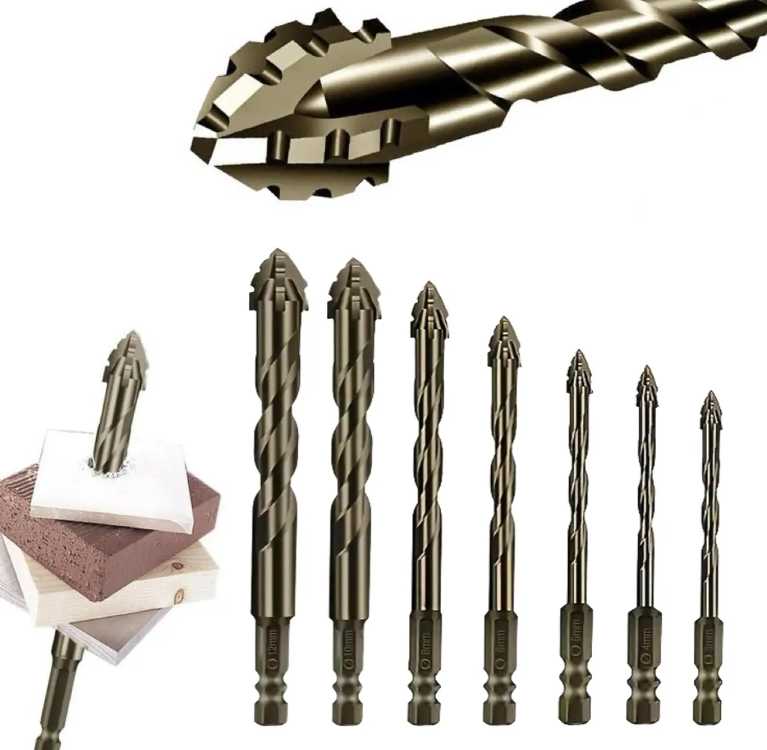 7pcs new upgraded version four-edged serrated eccentric dry full tile ceramic glass marble concrete stainless steel（3mm/4mm/5mm/6mm/8mm/10mm/12mm）
