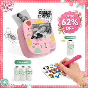 [Mother's Day Gifts] XenGro Mini Sticker Bluetooth Printer included 3 Roll label Thermal Pocket Printer,Inkless Portable Printer B&W Printing Only for Study Notes, Photos, Memos, Lists, Journals Printing Machine Sticky Label, Birthday Gifts for Girls Boys