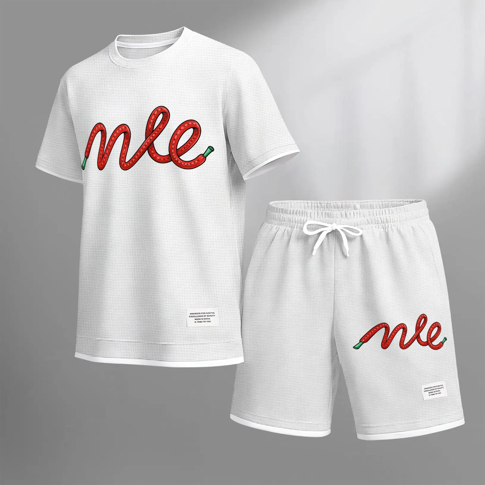 This Men's Western Bunny Classic Logo Drawstring Shorts Set Is An Ideal Choice For Spring And Summer. This Casual Summer Set Includes A Short-Sleeved Shirt And A Pair Of Shorts, Suitable For Both Everyday Wear And Sports.