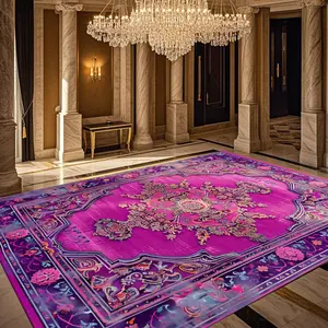 Floral Pattern Non-slip Floor Mat, 1 Count Exquisite Vintage Style Boho Area Rug, Decorative Carpet for Home Living Room Bedroom Hotel Dormitory