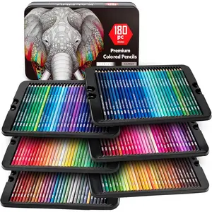 180 Colored Pencil Set for Adults Artists - Rich Pigment Soft Core -12 Metallic Pencil - Ideal for Coloring Drawing Sketching Shading Blending - Vibrant ColorTin Case
