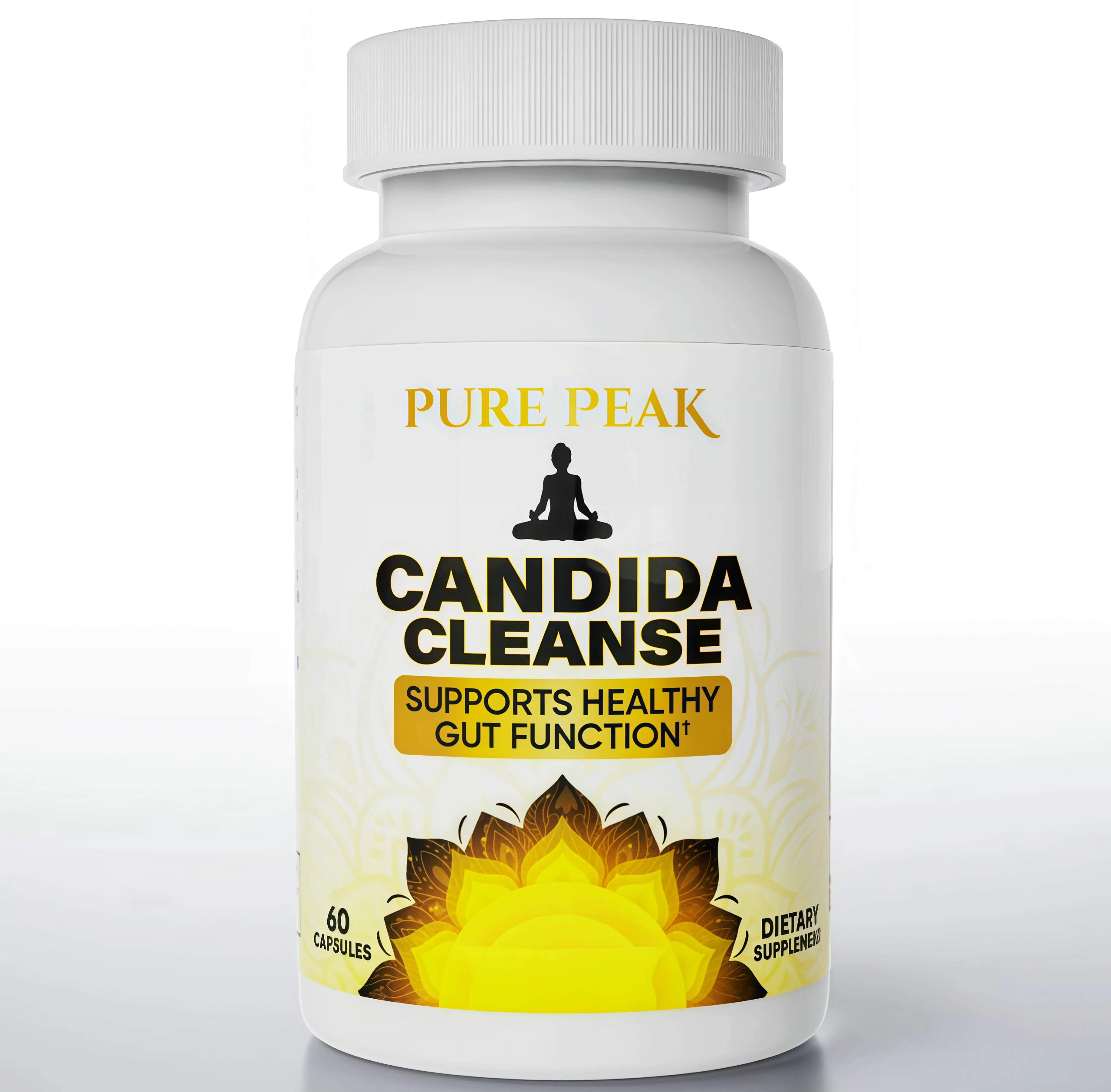Pure Peak Candida Cleanse Supplement -KG Supports Healthy Gut Function & Intestinal Balance, with Oregano, Caprylic Acid, LactoSpore Probiotics, Wormwood, Black Walnut - 60 Capsules