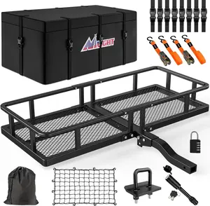 Nilight 60" x 24"x 7.87" Folding Hitch Cargo Carrier Fits 2-Inch Hitch Receiver 500 Lbs Capacity Cargo Bag Cargo Net Ratchet Straps Hitch Lock Hitch Stabilizer for SUV Pickup RV Van Automotive Truck Accessories Vehicle Accessories dealsforyoudays