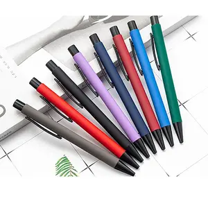 Random 5-Pack Aluminum Rod Spray Glue Click Pen Set, Metal Ballpoint Pens, 1.0mm Smooth Writing, Ink, Office New Year Gift Ad Pen, Ballpen Set