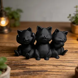 Three Wise Cat Statue, Desktop Cat Ornament, Perfect Gift for Cat Lovers, Home Office Decor, Ideal for Valentine's Day, Mother's Day, Father's Day