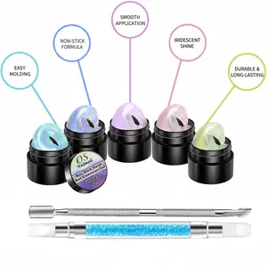 7-Piece Aurora Non-Stick Polymer Gel Nail Polish Set, UV LED Solid Gel Nails, Nail Extension Gel, Professional Manicure Kit, Long-Lasting Shine