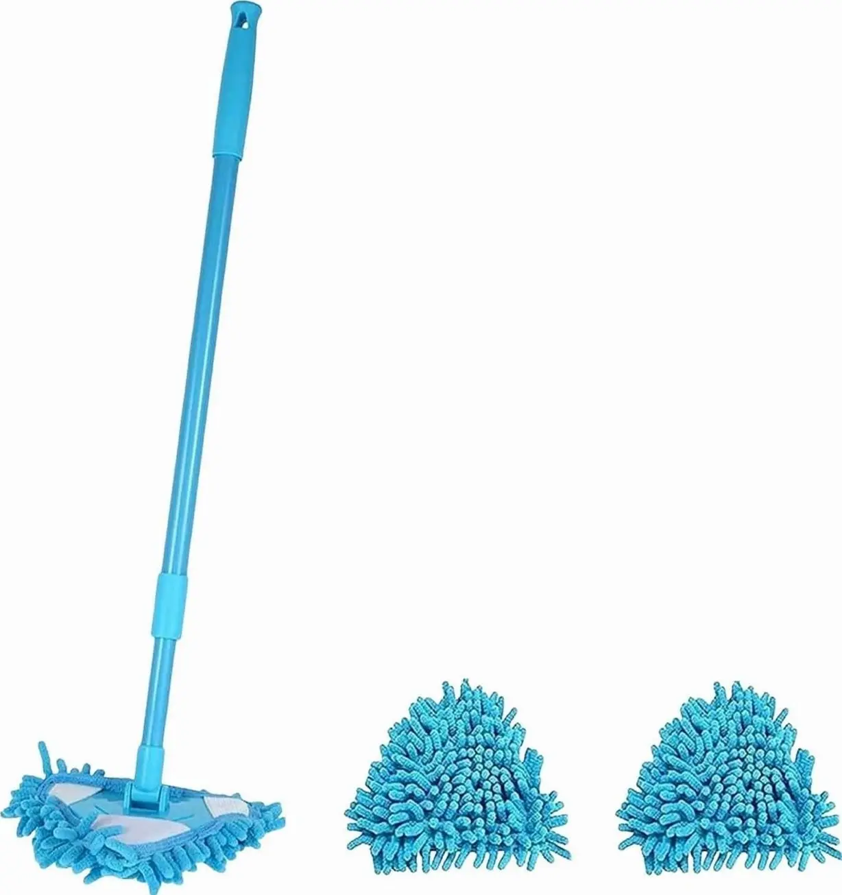 180° Rotatable Adjustable Triangle Cleaning Mop, Wet and Dry Mops with Extendable Long Handle, Cleaning Mop with 2 Reusable Mops