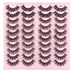 False Eyelashes Natural Volumizing & Curling Eyelashes, 20 Pairs Wispy Cat Eye Faux Cluster Lashes, Eye Makeup Strip Lashes for Eyelash Extensions