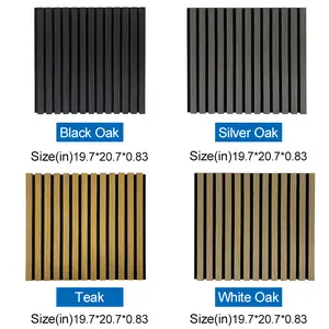 4PCS Acoustic Wall Panels, 52.5×50×2.1cm (20.7"×19.7"×0.83") Decorative Soundproof Boards, Easy DIY Install, Black/Teak/White/Gray 3D Geometric Wooden Acoustic Wall Panels