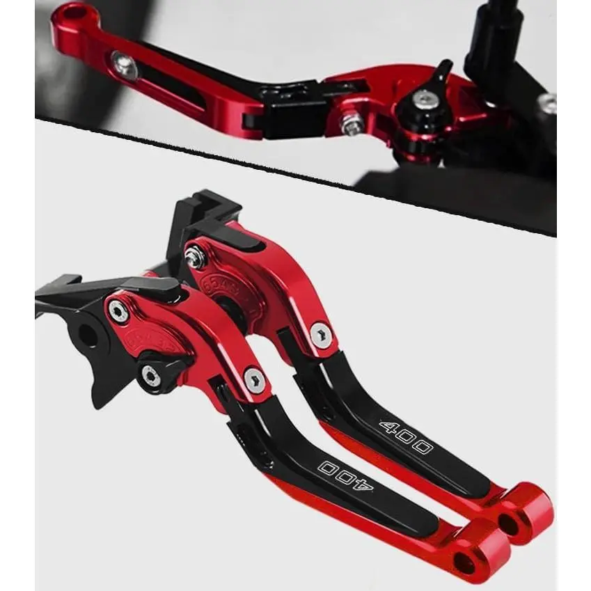 Motorcycle Modified Brake and Clutch Levers Compatible with Ninja 400 Ninja400 Z400 Z 400 2018 2019 2020 2021 2022 2023 2024 Accessories Adjustable Foldable Extendable Handle Brake Lever (Red)