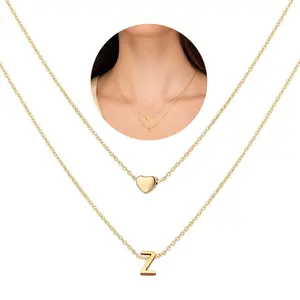 Tiny Initial Necklaces Golden Heart Letter Necklace Dainty Heart Name Necklace Personalized Initial Tag Pendant Birthday Gifts Anniversary Gifts Jewelry for Women Girls