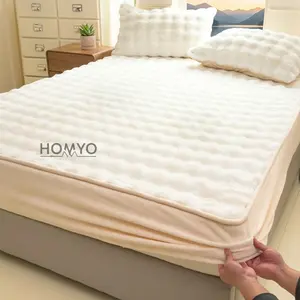 3PC Faux Rabbit Fur Fitted Sheet Set: Ultra-Soft Warm Fleece Mattress Cover