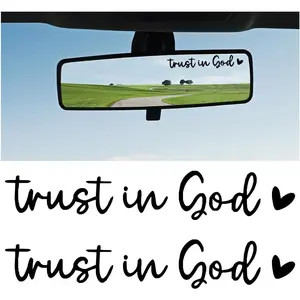 2 count Trust in God  Rearview Mirror Decal, Auto Rear View Mirror Vinyl Decal, Decorative  Window Self Affirmations Stickers Accessories, Universal for RV, SUV,  (Black)