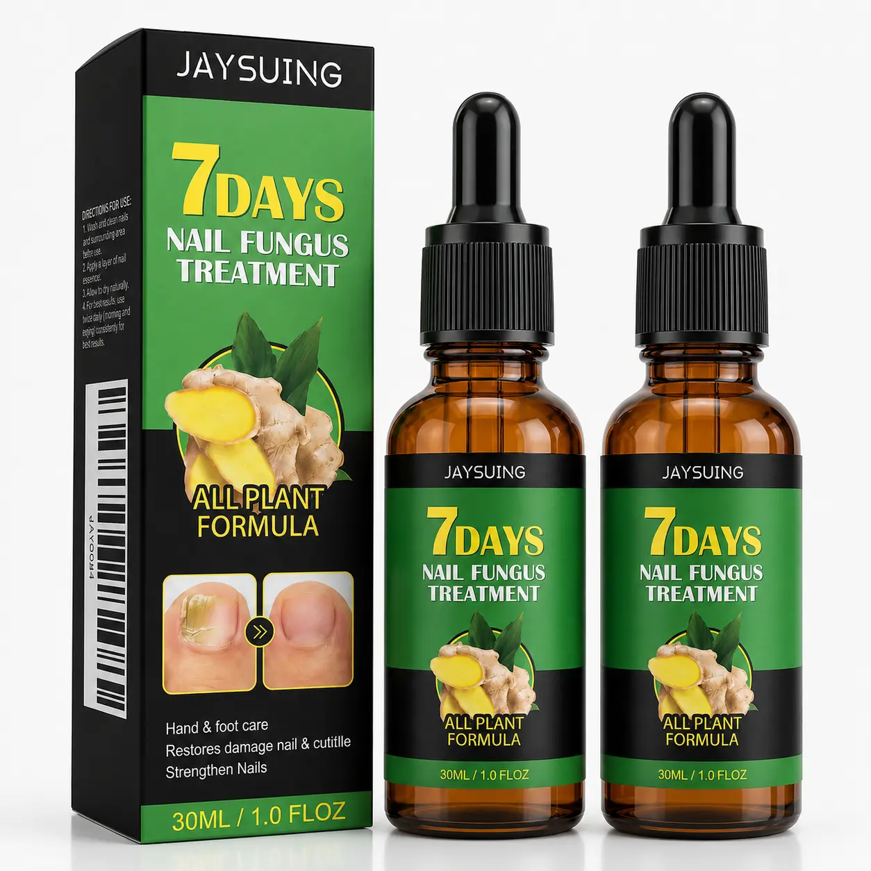 JAYSUING Botanical Extracts Nail Repair Essence & Cuticle Oil, 30mL Dropper Serum - Moisturizer for Rough, Yellow Nails, Ingrown Cuticles, Daily Peeling Care - At-Home Manicure Hand & Foot Treatment
