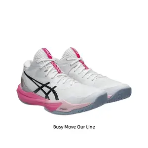 White & Pink High-Top Volleyball Shoes - Lightweight Cushioned Trainers for Indoor Court Play, Training & Weekend Vibes