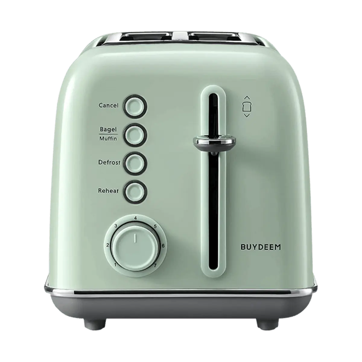BUYDEEM 2-Slice Toaster Oven, Stainless Steel Retro Toaster for Bagels, Waffles, Pastries, Breakfast Sandwich Maker, 50.99 Sale Price, Light Fir Green