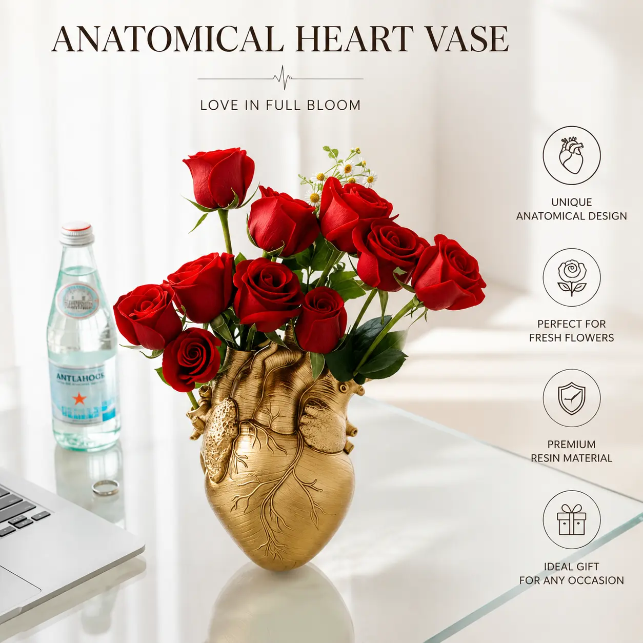 Heart Shaped Vase, Creative Modern Style Heart Design Vase, home decor Supplies for Living Room Bedroom Dining Room Wedding Party (without Floral), Flower Vase, Dining Table Centerpiece, home Decorative Vase, Decoration