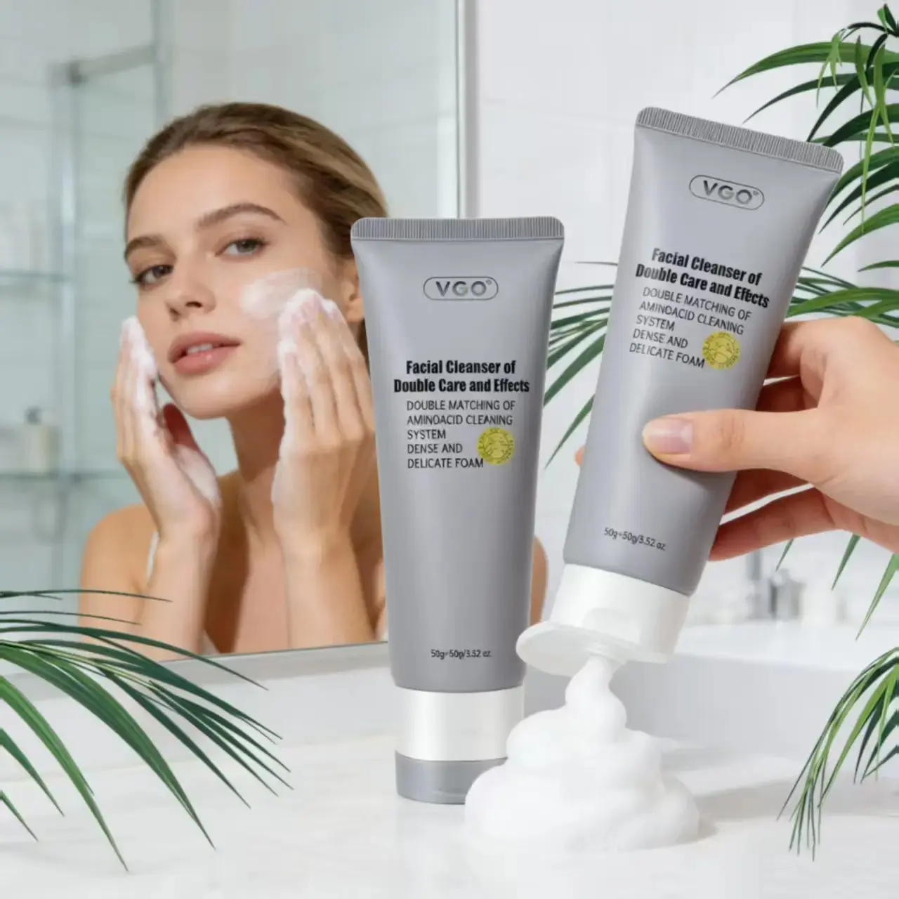 VGO Daily Gentle Face Wash, Hydrating Lightweight Foam Cleanser for Smooth Skin, For All Skin Types, 100g, Moisturizer, Morning Routine, Gentle Cleansing Facial Cleansers, Serum, Evening, Moisture, Bottle, Smooth Skin Routine