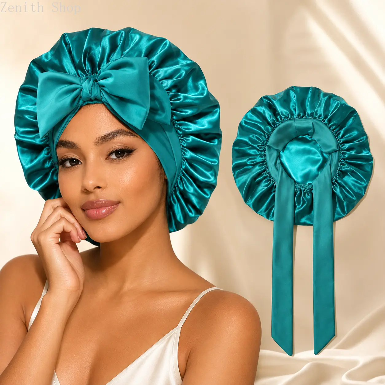 Women's Double-Layer Satin Sleep Bonnet, Adjustable and Breathable Haircare Night Cap with Floral Pattern for Heatless Styling, Flowers, Breathable Sleep Hair Cap, Anti-Tangle Sleep Hair Cap