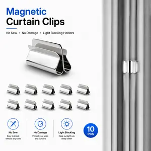 10 Pairs The New Magnetic Curtain Clips | Strong Double-Sided Light Blocking Magnets, No-Pin No Damage Curtain Closure for Blackout Curtains, Shower Liners, Bedroom Office-YY